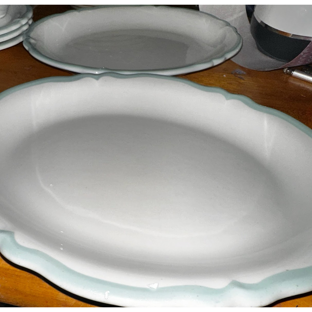 Homer Laughlin Oval Dish with Green Rim